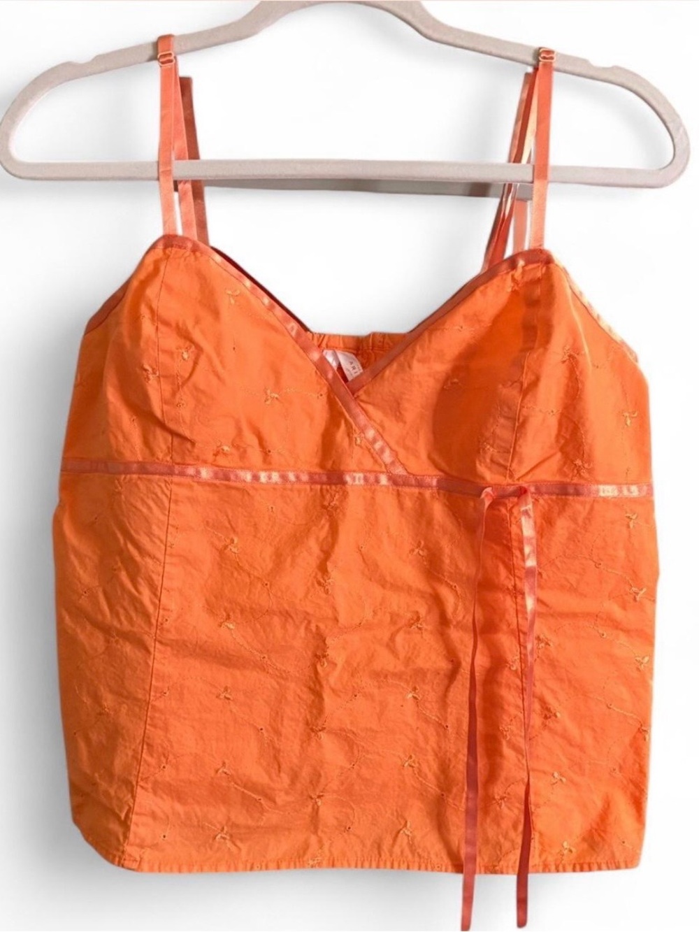Vintage Arizona Jean Company Camisole Size XL Orange Embroidered Satin-Trim Y2K